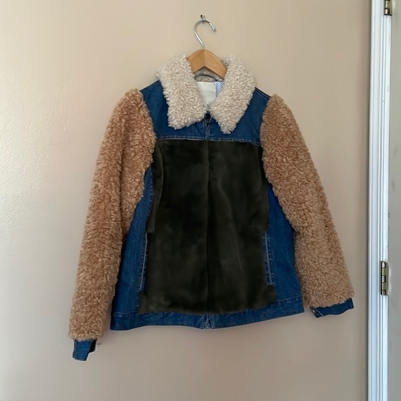 La Vie by Rebecca Taylor Denim Sherpa Jacket - Picture 1 of 5